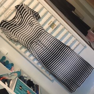 Black and White Striped Maxi Dress